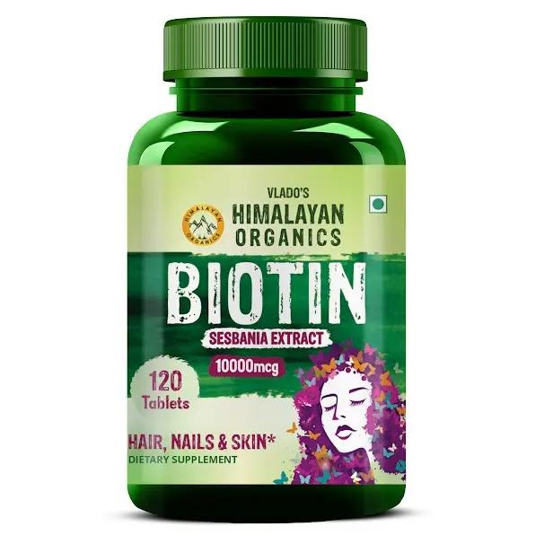 Vlado's Himalayan Organics Biotin 10,000Mcg for Hair Growth- 120 tablets