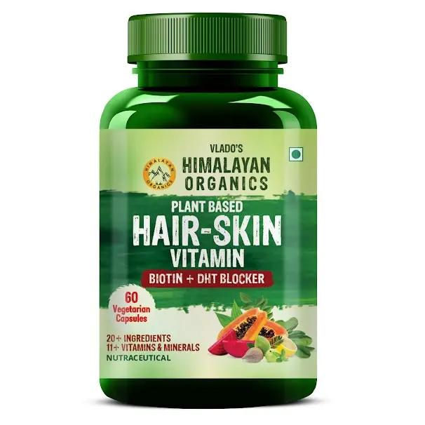 Vlado's Himalayan Organics Plant based Hair Vitamin (With Biotin and DHT Blocker) - 60 Veg Capsules