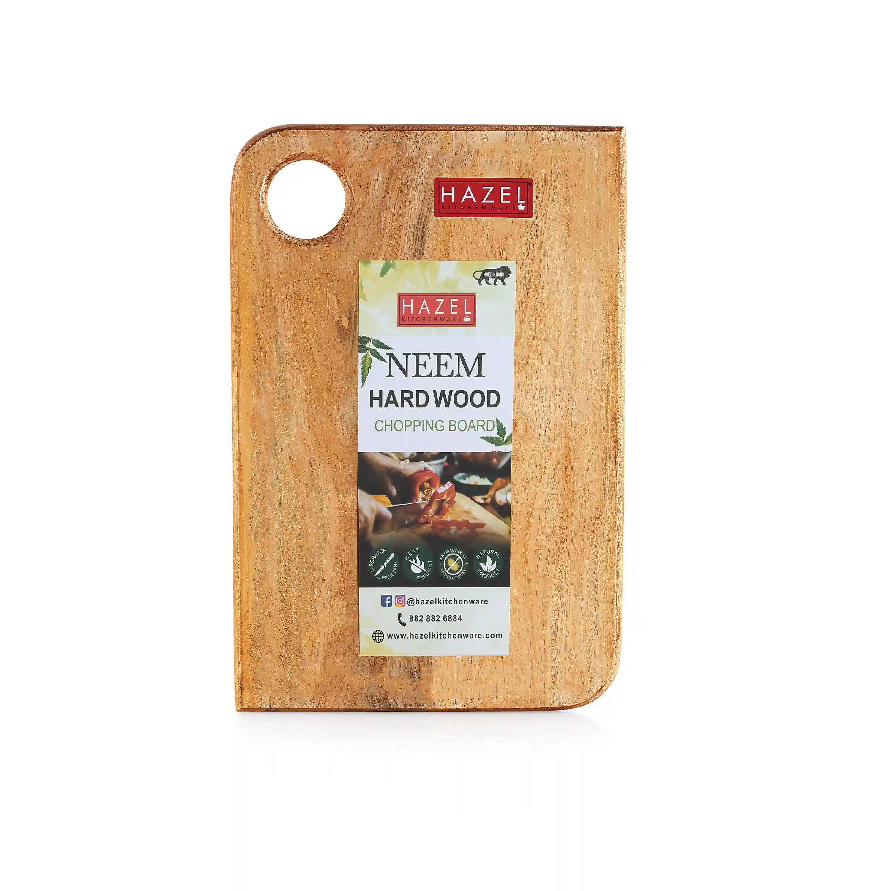 HAZEL Chopping Board Wooden for Kitchen |Reactangle Shape Vegetable Chopping Board | Thick Wooden Cutting Board, 10 Inch × 7 Inch