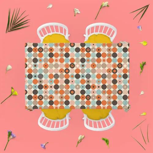 ArtzFolio Abstract Retro D2 | Table Cloth Cover for Dining & Center Table