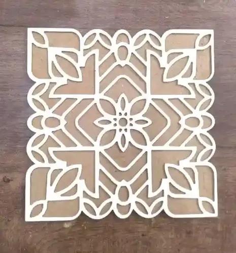 Wooden Reusable Rangoli, Carved Wooden Design, 11.5 Inch/ 29cm Dimensions