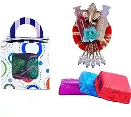 Bhai dooj gift combo with thali/bhaiya dooj tikka/Bhaiya dooj gift for brother/bhai dooj thali/bhai dooj tikka with chocolate-Chocolate box+roli chawal chandan+Roli chawal platter/Pooja Thali