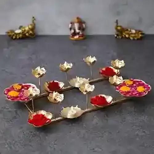 WEBELKART  Decorative Rangoli Stand Handcrafted Diya for Diwali Decorationfor Bowl for Floating Flowers and Tea Light Candles Home and Table Decor| Urli Bowl for Home Decor