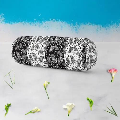 ArtzFolio Butterflies & Flowers | Bolster Cover Booster Cases | Zipper Opening | Poly Cotton Fabric | 16" Width x 6" Diameter; Set of 2 pcs