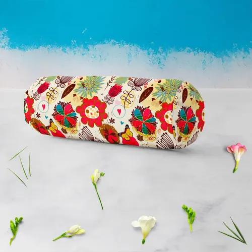 ArtzFolio Floral Pattern D1 | Bolster Cover Booster Cases | Zipper Opening | Poly Cotton Fabric | 16" Width x 6" Diameter; Set of 2 pcs