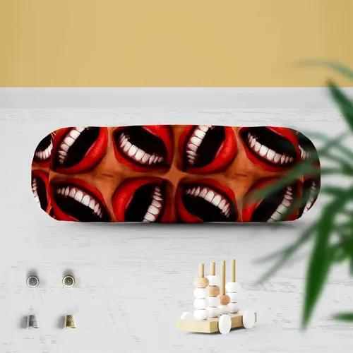 ArtzFolio Smiling Mouths | Bolster Cover Booster Cases | Zipper Opening | Poly Cotton Fabric | 16" Width x 6" Diameter; Set of 2 pcs