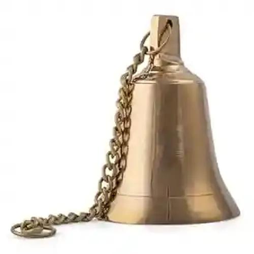 ALODIE - Hanging Bells for Pooja Room Decoration Items Brass Chain for Hanging Bell for Mandir Decor - Temple Bell for Home Door - Ghanti for Mandir Brass Bell Hanging - Bells for Decoration