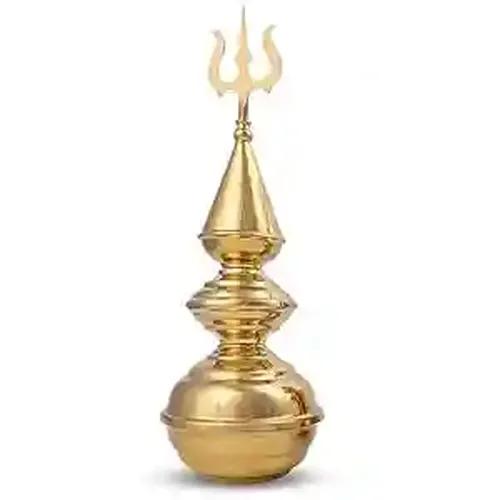 ALODIE - Brass Kalasam for Pooja Sacred Brass Kalash Pooja for Mandir Tops Elevate Your Home Temple Gumbad with Temple Kalash for Top and Brass Kalasam Adornments (16.5 Inches)