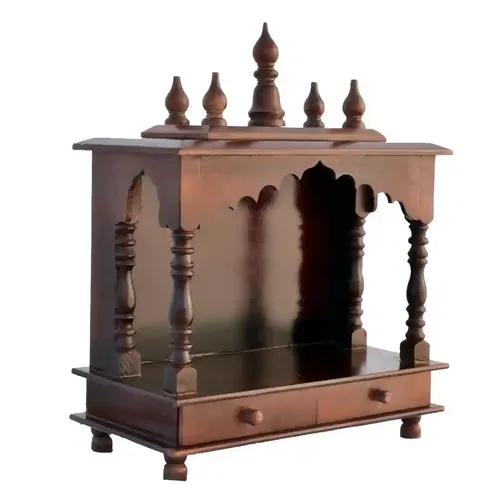 Rajasthan Art And Craft Wood Home Temple (Brown) - 18.11X22.05 Inch