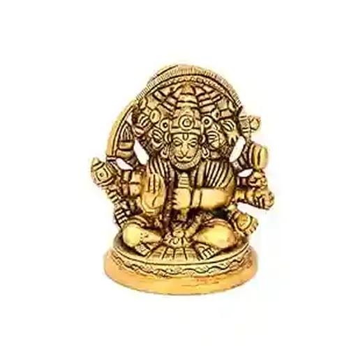 ALODIE- Brass Panch Mukhi Bajrang Bali Idol to Protect from Shani and All Kind of Negative Energy , 5 Faced Hanuman ji Idol , Shri Hanumanji Idol for Home and Temple