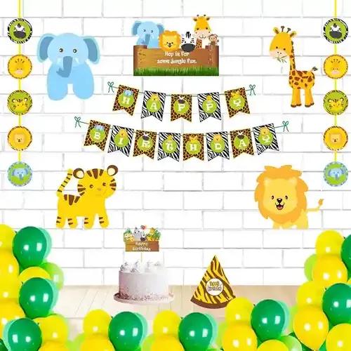 Untumble Jungle Animals Super Saver Birthday Decoration Kit - Pack Of 58 Pcs