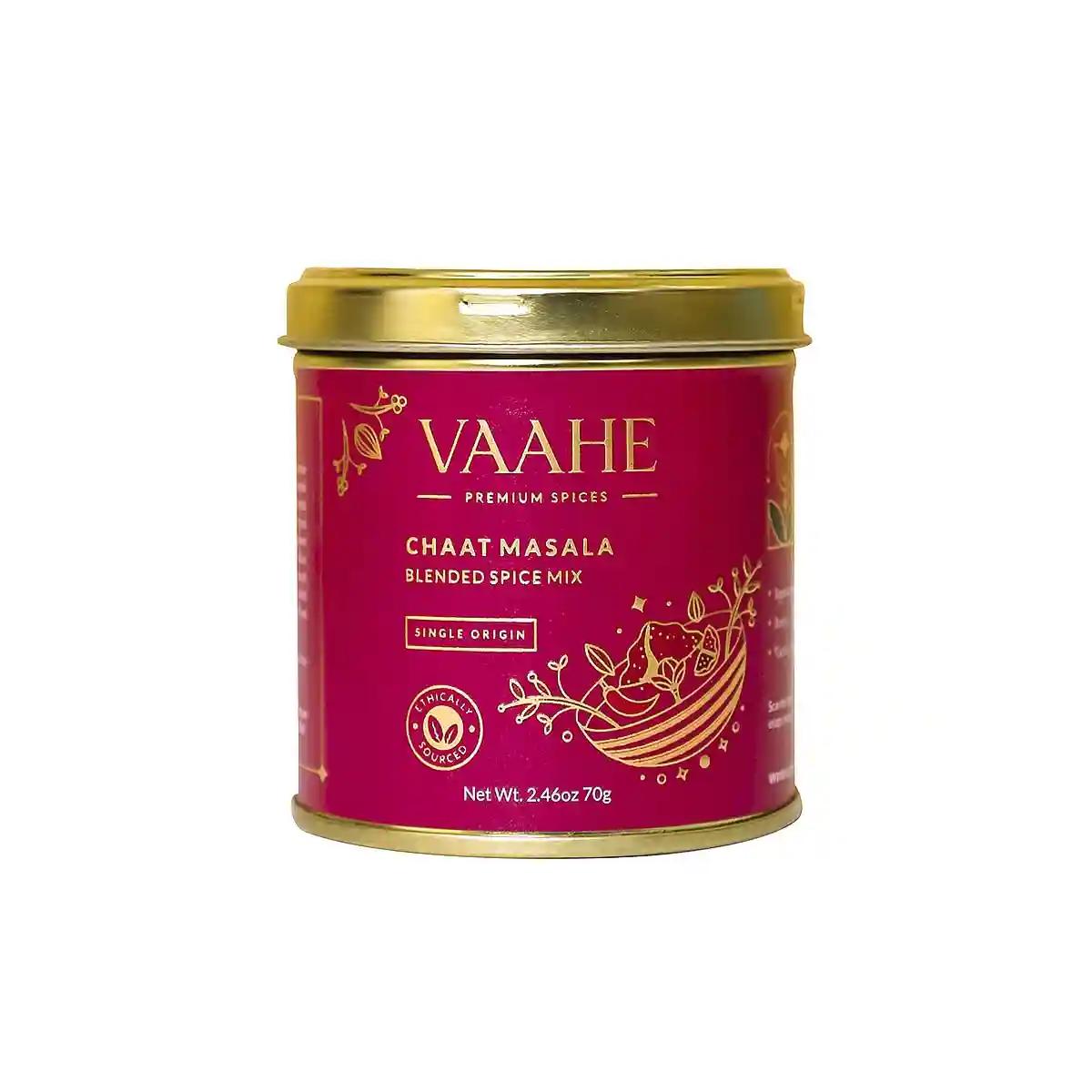 VAAHE Chaat Masala | 12+ Natural Spices Blend | Freshly Ground and Packed | Tasty Chat Masala | Single Origin | Tin Box (70g)