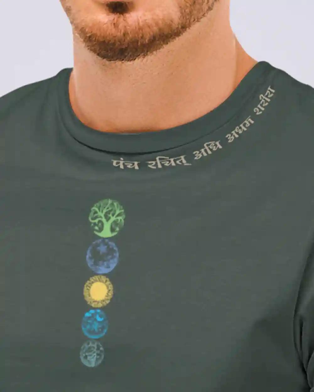 Panch Tattva Tshirt for men / XL  / Petrol Blue