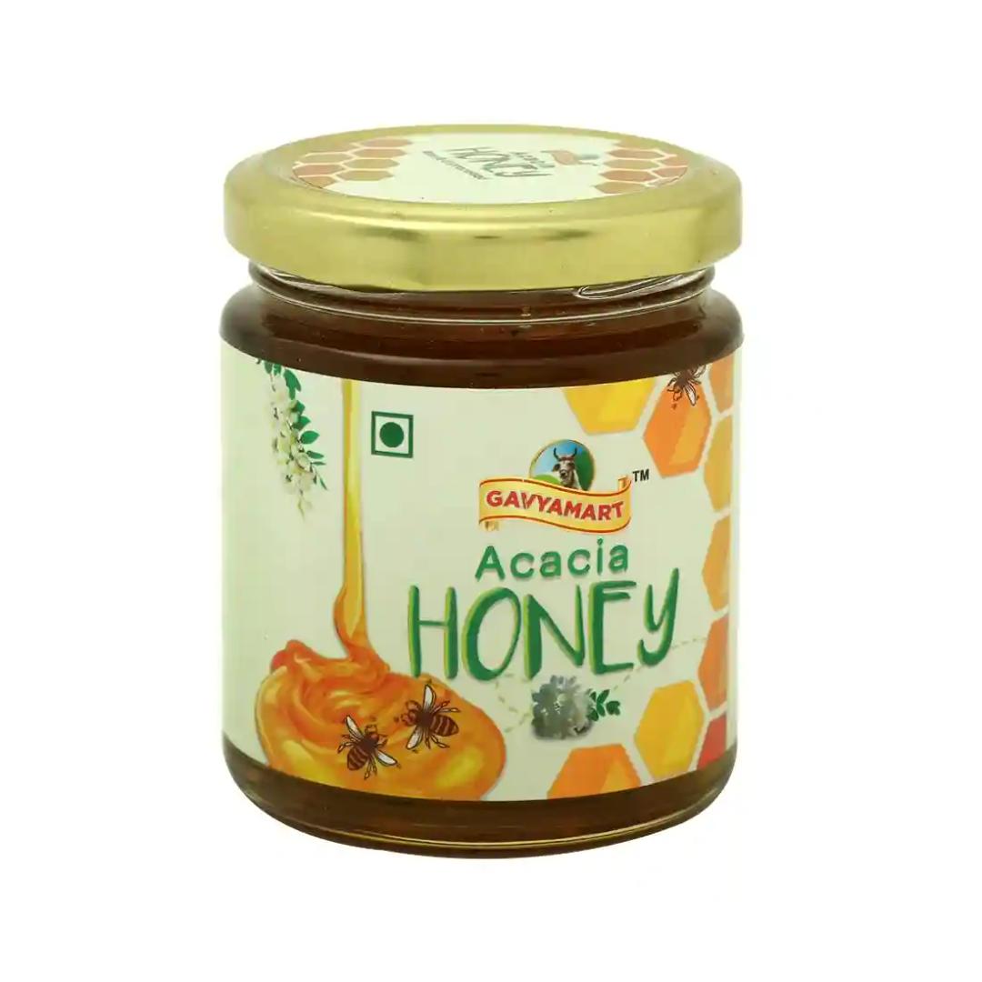 Gavyamart Acacia Honey 250 GM|Pure & Natural Raw Honey|Unpasteurized|Unadulterated|Ethically Sourced & of Natural Origin|May contain Natural Pollen|Organic Honey|Original Honey with No Sugar Adulteration