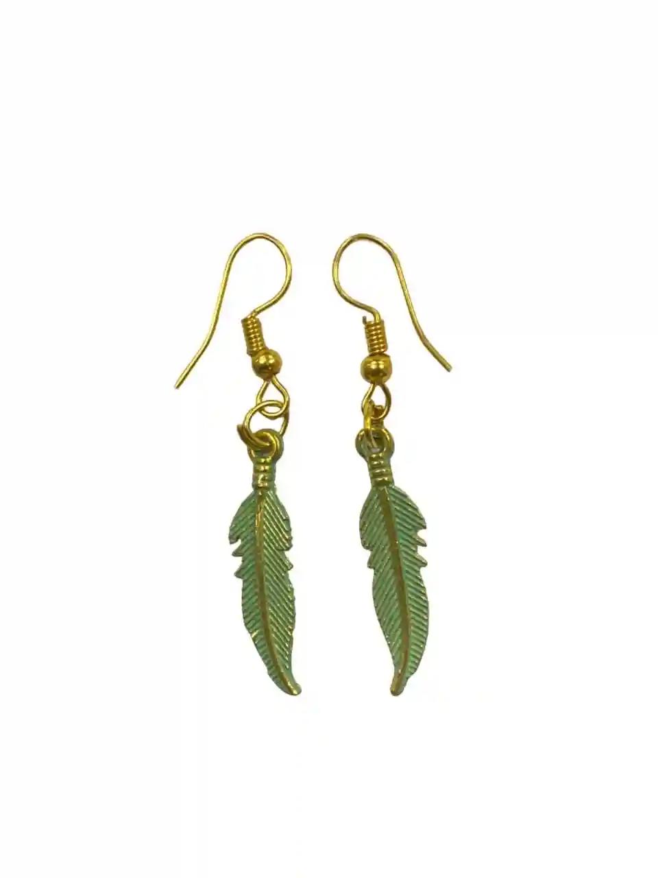 Long Leaf Gold Plated Earring Set