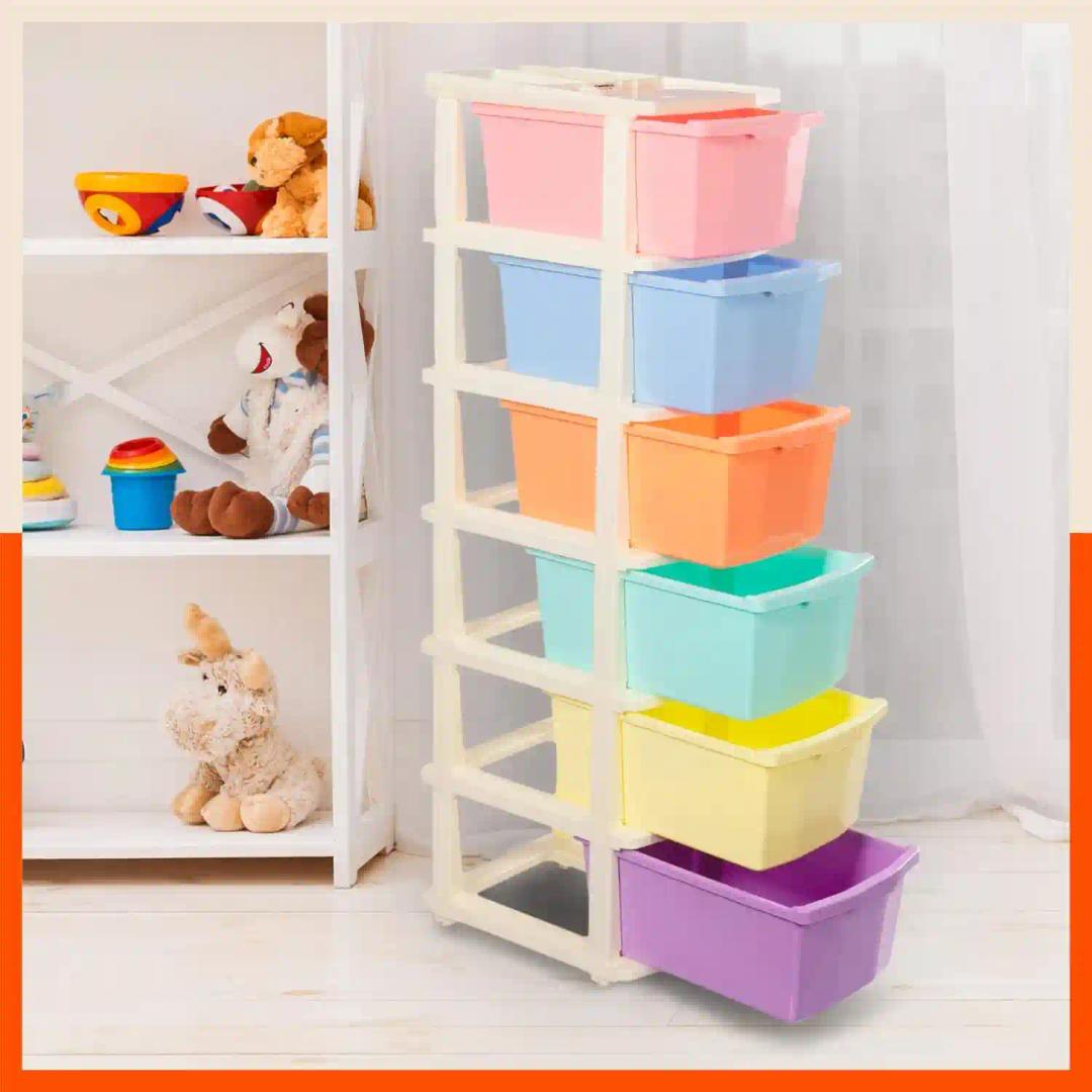 Stomo 6 Multipurpose Storage Organizer for Home and Office (Multi Colour - Pastel)