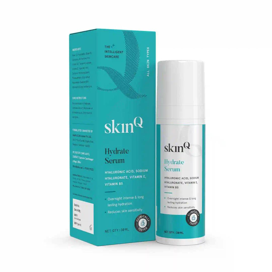 SkinQ Hydrate Serum 30ml with Vitamin E, B5 & Hyaluronic Acid for Men & Women | Soothes, Repairs & Hydrates Damaged Skin | Suitable for All Skin Types with Intense Hydration