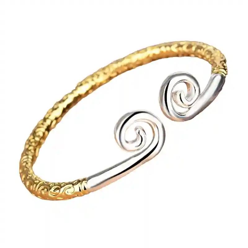 Silver Golden Intricate Design Kada