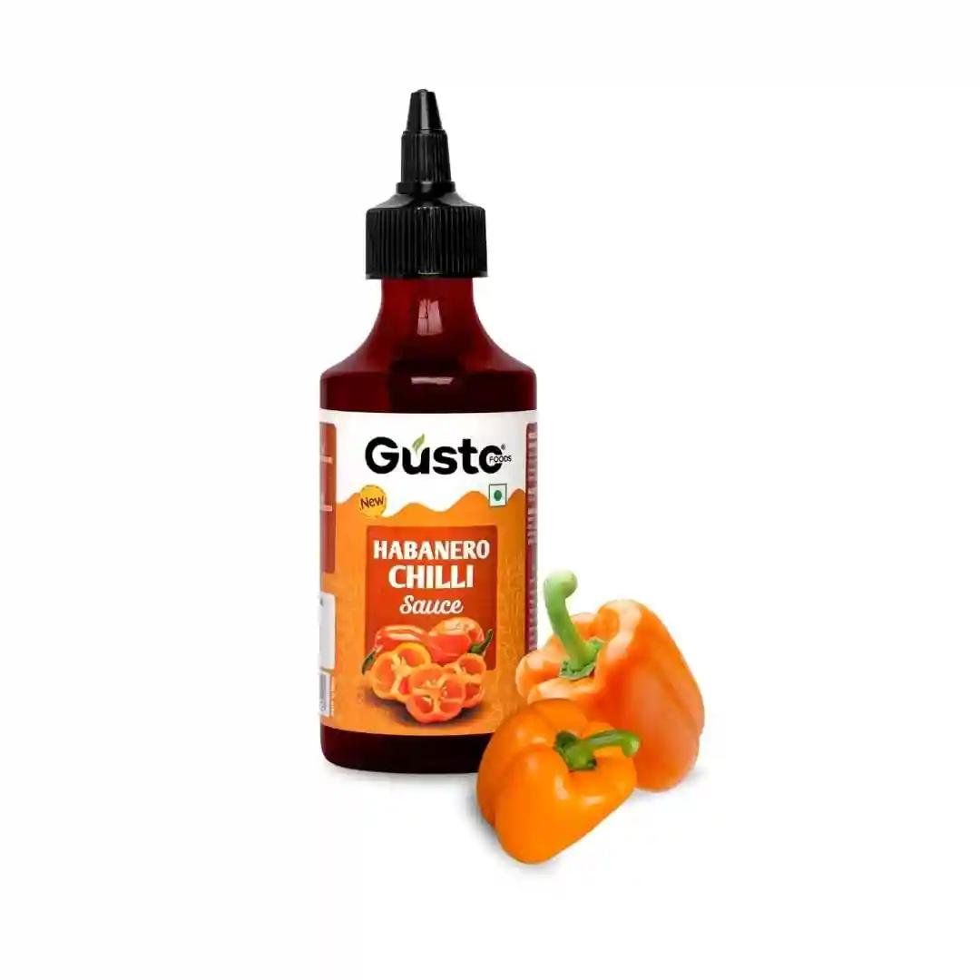 Gusto Foods Habanero Sauce - 200g | Spicy & Fiery Hot Chilli Sauce | Perfect for Cooking, Dipping & Marinating | Vegetarian, Flavor-Enhanced | Pack of 1