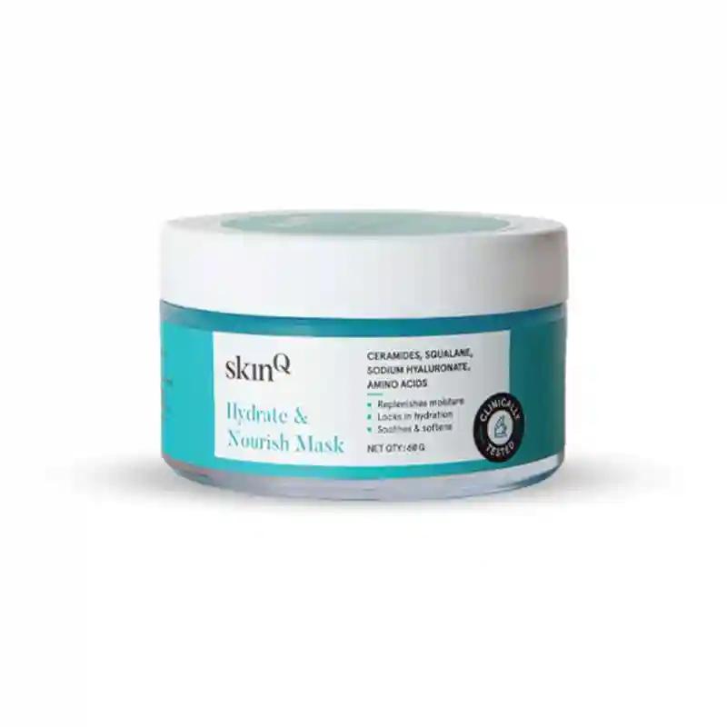 SkinQ Hydrate & Nourish Mask 60gm | Instant Nourishment in 20 Mins | Ceramides & Squalane | Hydrates Dry Dehydrated Skin & Improves Skin Health | Gel Based & AHA Based Face Mask | Women & Men