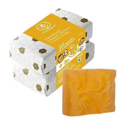 Shiva Organic Handmade Base Soap Bar (Pack of 2, Lemon Fragrance) - With Lemon Honey for Soft, Glowing Skin & Body, Paraben-Free Body Soaps For Bath Ideal for Men & Women