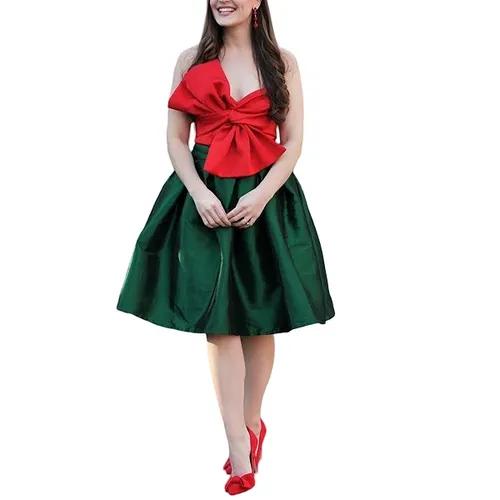 Timeless Elegant Green Taffeta Women'S Formal Wedding Skirt - Xs