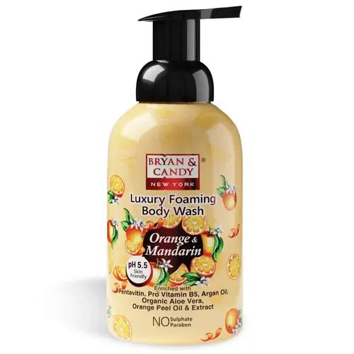 Bryan & Candy Luxury Foaming Body Wash with Pentavitin, Pro Vit B5, Argan Oil, Skin Friendly pH 5.5, All Skin Types, 400 Ml (Orange & Mandarin)