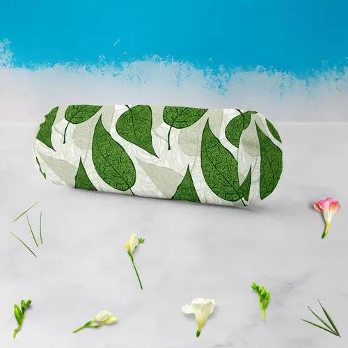 ArtzFolio Hand Drawn Green Leafs | Bolster Cover Booster Cases | Zipper Opening | Velvet Fabric | 16" Width x 6" Diameter; Set of 2 pcs