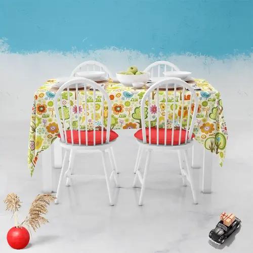 ArtzFolio Chirpy Bird | Table Cloth Cover for Dining & Center Table | Washable Waterproof Polyester Fabric | 4-Seater Table; 42 x 63 inch (107 x 160 cms)