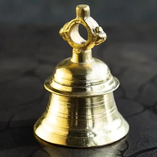 ALODIE - Temple Bells Hanging for Mandir - Brass Bells for Pooja Room Mandir Decorations Items Ghanta for Mandir Enchanting Hanging Bells for Home Decoration Ideal for Spiritual (5.51 Inches)