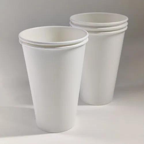 PARICOTT -330ml Plain White Disposable Paper Cups for Hot & Cold Beverages (100 Pcs, White)