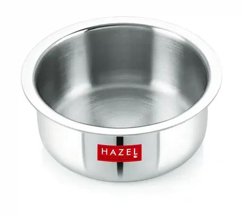 HAZEL Triply Stainless Steel Cookware| Stainless Steel Patila Utensils Set for Kitchen, 1500 ml | Induction Bottom Triply Tope| Stainless Steel Container for Kitchen