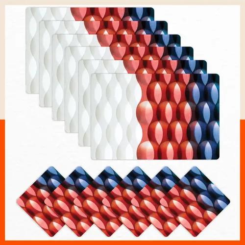 Polypropylene Table Mats & Coasters for Dining Table at Home (Tessellate - Set of 6)