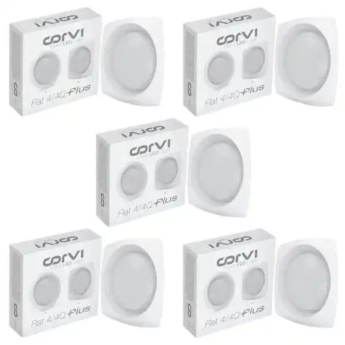 COrVI Led Flat 4Q Round, 6Watt (Warm White) Pack of 5