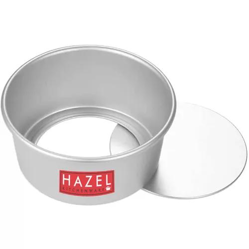 HAZEL Aluminium Detachable Cake Moulds | Removable Bottom Cake Tin | Round Cake Mould Removable Base | Baking Essentials Tools for OTG Microwave, Medium