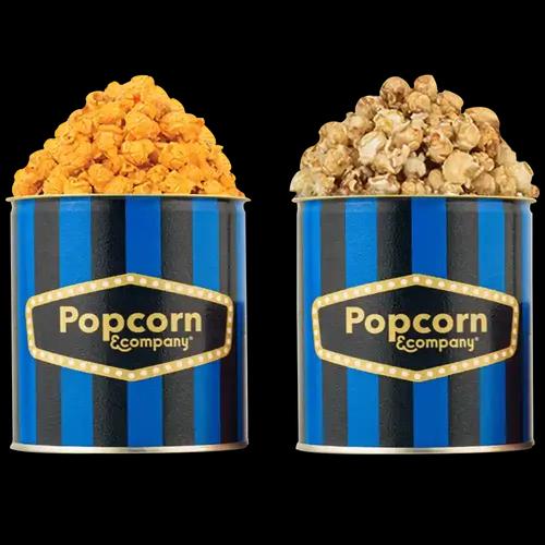 Popcorn & Company Festive Gift Combo Pack of 2 Tins (Caramel Lite -130 Gm & Cheddar Cheese Popcorn - 60 Gm) - 190 Gm