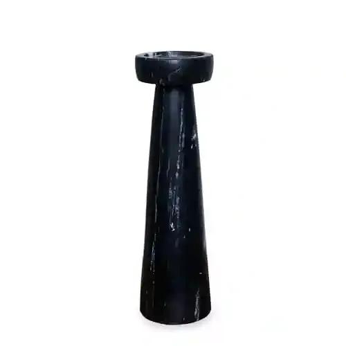 CASA DECOR Sleek Tapered Elegant Black Marble Candle Stand