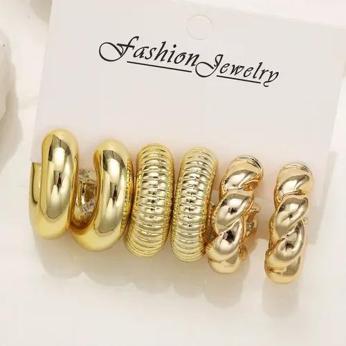 Anti-Tarnish Half Loop Gold Plated Studs (Pack of 3) Golden