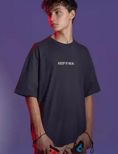 Keep it real - Unisex Oversized Black T-shirt - XS