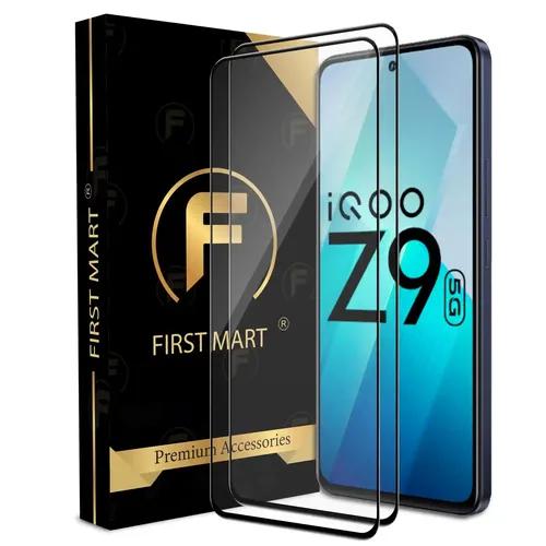 FIRST MART Premium Tempered Glass for iQOO Z9 5G / Neo 9 Pro 5G / iQOO 12 5G with Edge to Edge Coverage and Easy Installation Kit, Pack of 2