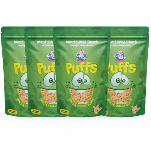 BE'BE' BURP Healthy Puff Snacks | Jowar Cheesy Blast | Baked Puffs, Not Fried, Protein Snacks | No Maida & Gluten-Free | Travel-Friendly | 35gms Each (Pack of 4)