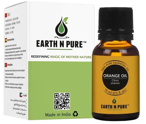 Earth N Pure Orange Essential Oil with Glass Dropper - 15 Ml