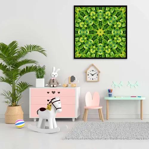 ArtzFolio Green Mandala Flower | Premium Canvas Painting for Bedroom & Living Room | Black Wood Frame | 28 x 28 inch (71 x 71 cms)