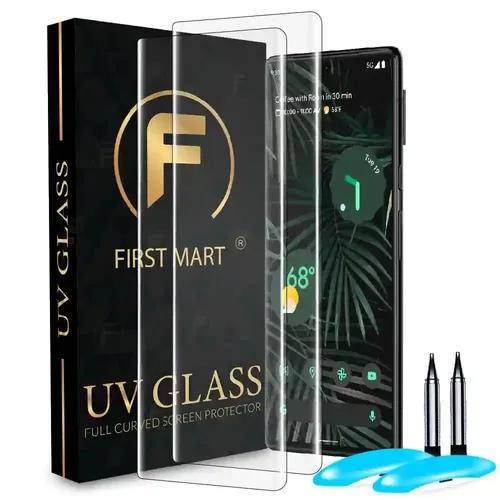 FIRST MART Tempered Glass for Pixel 6 Pro 5G with Edge to Edge Full Screen Coverage and Easy UV Glue Installation Kit, Pack of 2