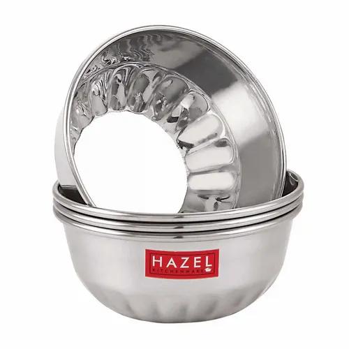 HAZEL Stainless Steel Mixing Bowl | Stainless Steel Cake Batter Bowl Set of 4, 300 ml Each | Baking Accessories Items | Mixing Bowl for Baking with Glossy Finish