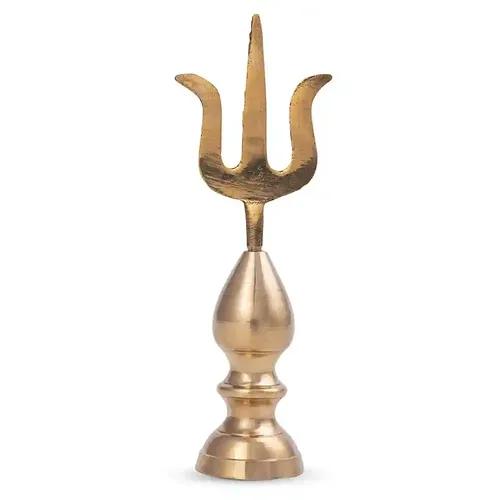 ALODIE - Brass Trishul Kalasam for Pooja Sacred Brass Trishul Kalash Pooja for Mandir Tops Elevate Home Temple Gumbad with Temple Trishul Kalash for Top and Brass Trishul Kalasam (8 Inches)