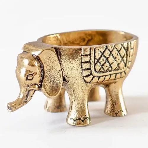 Behoma Aluminium Elephant for Good Luck | Candle Holder for Home Decor Tabletop Living Room Office | Succulent Plant Pot Gift Showpiece Vastu Statue (Candles/Plants etc not Included)