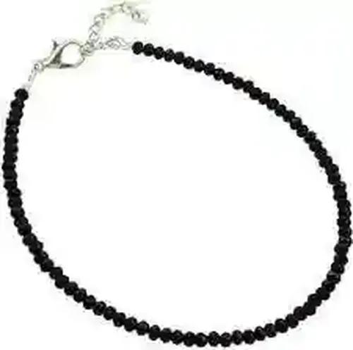 Black Exclusive Spinel Nazariya Payal Anklet with Black Beads Crystal for Women (Black)