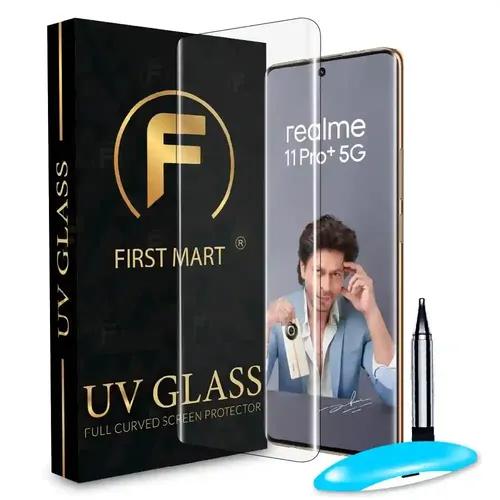 FIRST MART Tempered Glass for Realme 11 Pro Plus 5G / Realme 11 Pro 5G / Realme Narzo 60 Pro 5G with Edge to Edge Full Screen Coverage and Easy UV Glue Installation Kit, Pack of 1