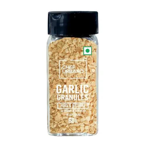 Chef Urbano Garlic Granules Sprinkler 60g | Dehydrated Garlic | Roasted Garlic | Crushed Garlic | Garlic Flakes | Versatile & Strong Flavour | Garlic Chopped | Chopped Garlic | Instant Garlic